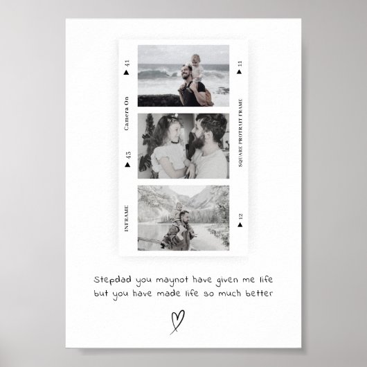 Gepersonaliseerde stap papa foto minimale gift poster (Voorkant)