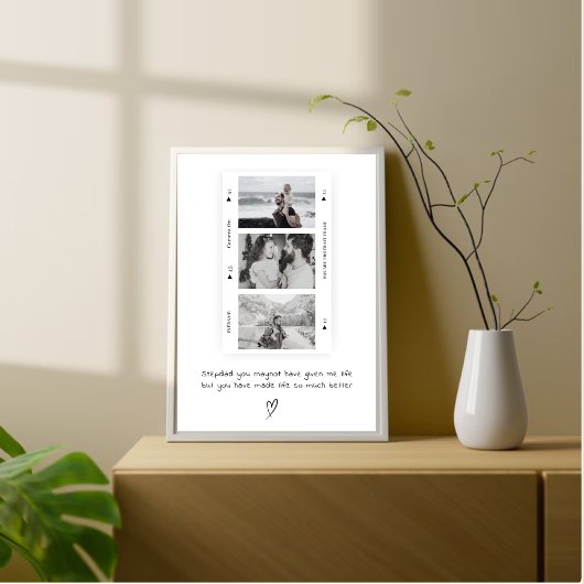 Gepersonaliseerde stap papa foto minimale gift poster