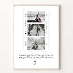 Gepersonaliseerde stap papa foto minimale gift poster