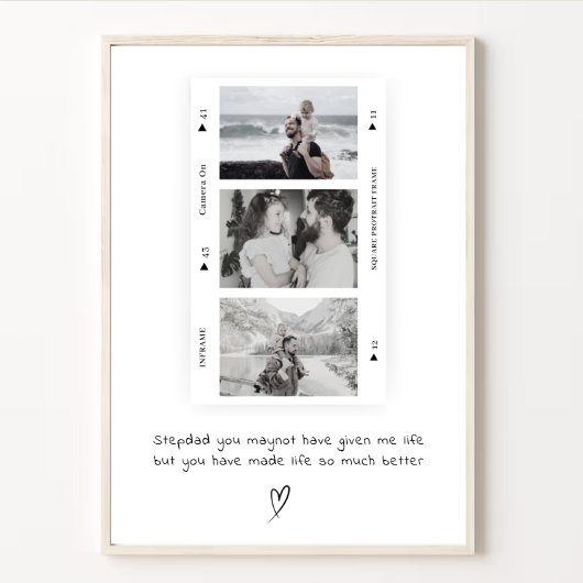 Gepersonaliseerde stap papa foto minimale gift poster