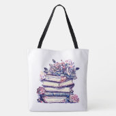 Gepersonaliseerde stapel van Antiek boeken  Rozen Tote Bag (Achterkant)