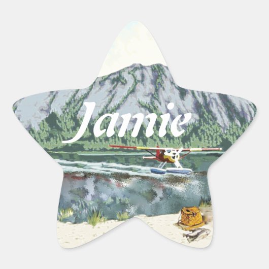 Gepersonaliseerde Star Alaskan Struik People Plane Ster Sticker (Voorkant)