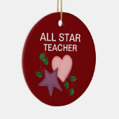 Gepersonaliseerde Star en Heart Teacher Ornament (Rechts)