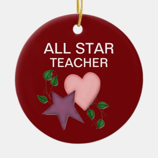 Gepersonaliseerde Star en Heart Teacher Ornament (Voorkant)