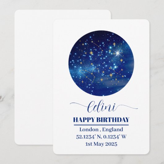 Gepersonaliseerde Star Map Kaart: Vier uw speciale Feestdagenkaart (Voorkant / Achterkant)