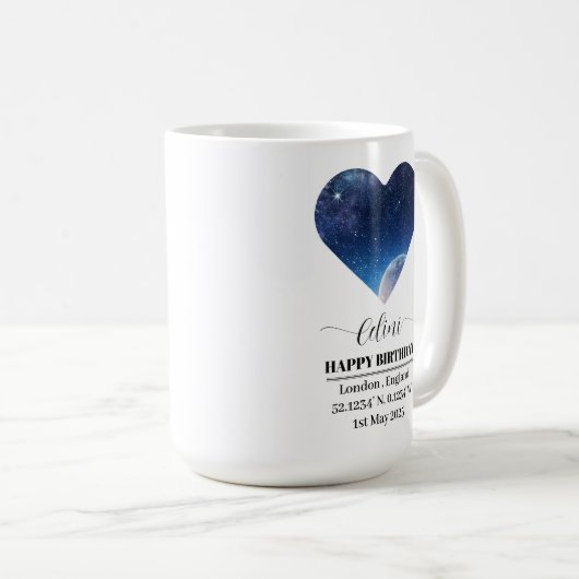 Gepersonaliseerde Star Map Kaart: Vier uw speciale Koffiemok (Voorkant rechts)