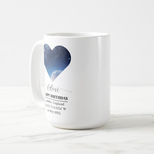 Gepersonaliseerde Star Map Kaart: Vier uw speciale Koffiemok (Voorkant links)