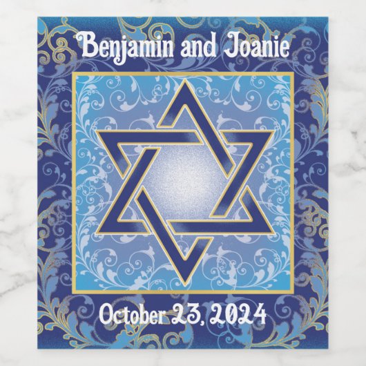 Gepersonaliseerde Star of David Wijnlabel Custom Wijn Etiket (Enkel label)