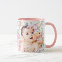 Gepersonaliseerde Starry Baby Foto Roze Koffie Mok
