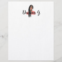 Gepersonaliseerde Stationery Black Girl Vlechten & Briefhoofd