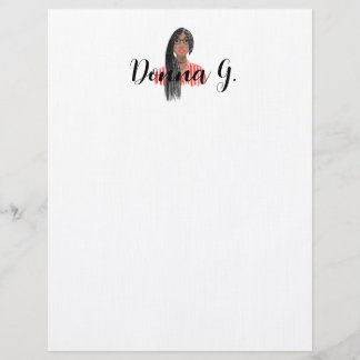 Gepersonaliseerde Stationery Black Girl Vlechten & Briefhoofd