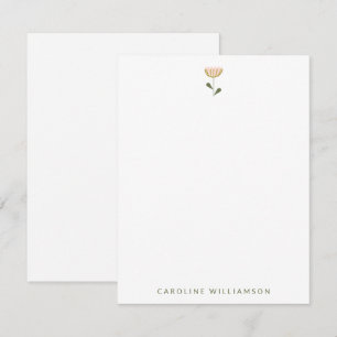 Gepersonaliseerde Stationery Minimalistische Bloem Notitiekaartje