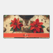 Gepersonaliseerde Steampunk Airship met Poinsettia Bureaumat (Voorkant)