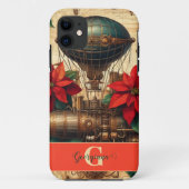 Gepersonaliseerde Steampunk Airship met Poinsettia Case-Mate iPhone Case (Achterkant)