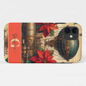 Gepersonaliseerde Steampunk Airship met Poinsettia Case-Mate iPhone Case (Achterkant (horizontaal))