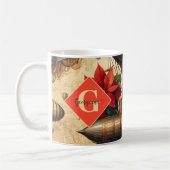 Gepersonaliseerde Steampunk Airship met Poinsettia Koffiemok (Links)