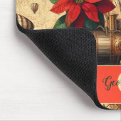 Gepersonaliseerde Steampunk Airship met Poinsettia Muismat (Hoek)