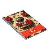 Gepersonaliseerde Steampunk Airship met Poinsettia Notitieboek (Rechterzijde)