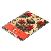 Gepersonaliseerde Steampunk Airship met Poinsettia Notitieboek (Linkerzijde)