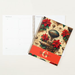 Gepersonaliseerde Steampunk Airship met Poinsettia Planner