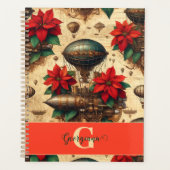 Gepersonaliseerde Steampunk Airship met Poinsettia Planner (Voorkant)