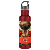 Gepersonaliseerde Steampunk Airship met Poinsettia Waterfles (Voorkant)