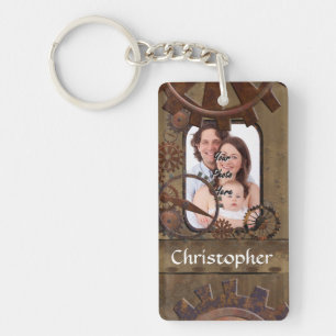 Gepersonaliseerde steampunk foto template sleutelhanger