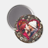 Gepersonaliseerde Steampunk Harten, Bloemen en Gea Magneet (Voorkant / Achterkant)