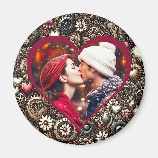 Gepersonaliseerde Steampunk Harten, Bloemen en Gea Magneet (Voorkant)