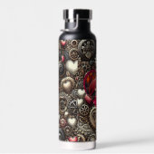 Gepersonaliseerde Steampunk Harten, Bloemen en Gea Waterfles (Rechts)
