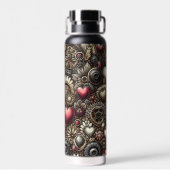 Gepersonaliseerde Steampunk Harten, Bloemen en Gea Waterfles (Achterkant)