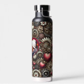 Gepersonaliseerde Steampunk Harten, Bloemen en Gea Waterfles (Links)