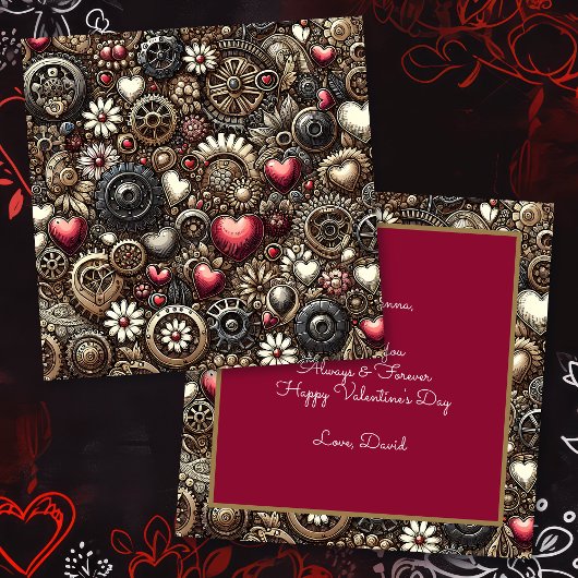 Gepersonaliseerde Steampunk Hartjes Valentijnsdag Kaart