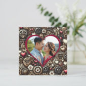 Gepersonaliseerde Steampunk Hartjes Valentijnsdag Kaart (Staand voorkant)
