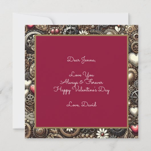 Gepersonaliseerde Steampunk Hartjes Valentijnsdag Kaart (Achterkant)