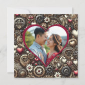 Gepersonaliseerde Steampunk Hartjes Valentijnsdag Kaart (Voorkant)