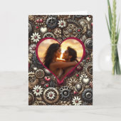 Gepersonaliseerde Steampunk Hearts Happy Jubileum Kaart (Voorkant)