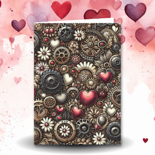 Gepersonaliseerde Steampunk Hearts Valentijnsdag Kaart