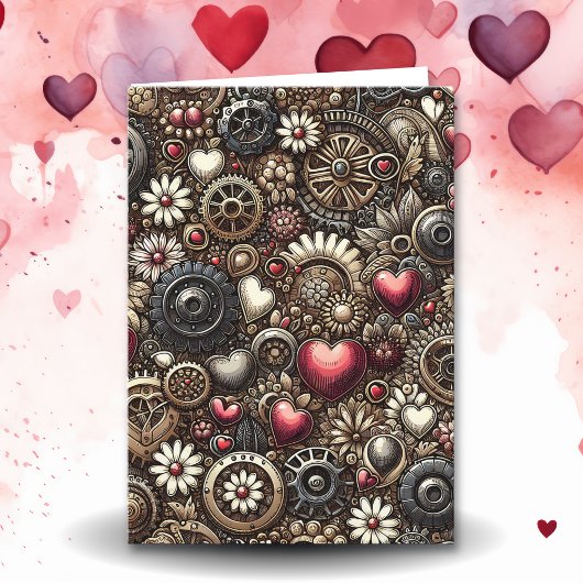 Gepersonaliseerde Steampunk Hearts Valentijnsdag Kaart
