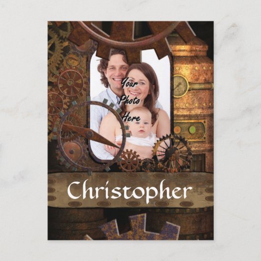 Gepersonaliseerde steampunk machines briefkaart (Voorkant)