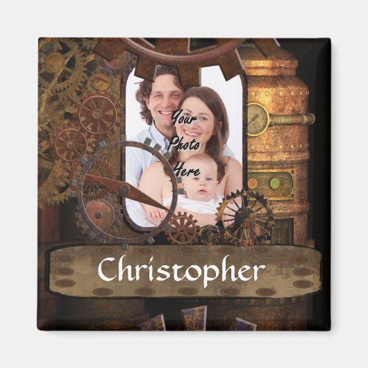 Gepersonaliseerde steampunk machines magneet (Voorkant)