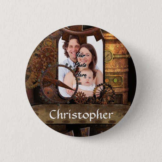 Gepersonaliseerde steampunk machines ronde button 5,7 cm (Voorkant)