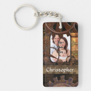 Gepersonaliseerde steampunk machines sleutelhanger