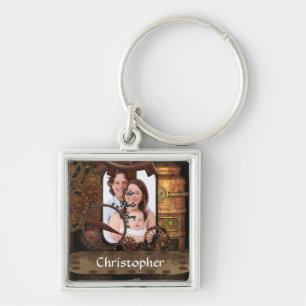 Gepersonaliseerde steampunk machines sleutelhanger