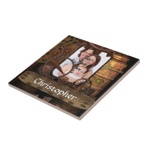 Gepersonaliseerde steampunk machines tegeltje