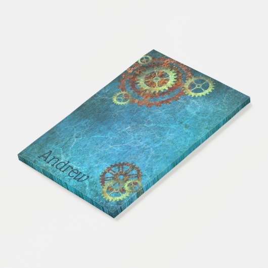 Gepersonaliseerde Steampunk Rusty Gears Post-it No Post-it® Notes (Schuin)
