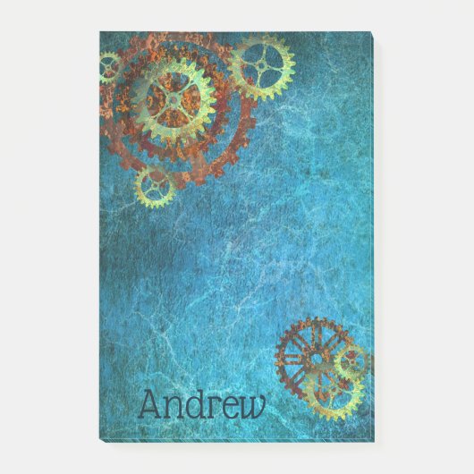 Gepersonaliseerde Steampunk Rusty Gears Post-it No Post-it® Notes (Voorkant)