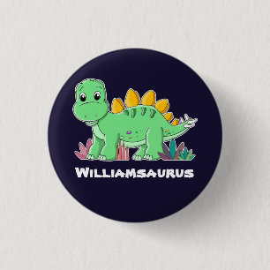Gepersonaliseerde Stegosaurus Dinosaur Ronde Button 3,2 Cm