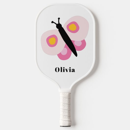 Gepersonaliseerde stekelvlinder roze patroon pickleball paddle (Voorkant)