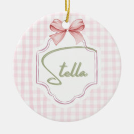 Gepersonaliseerde Stella Baby Meisje Kwekerij Bow Keramisch Ornament